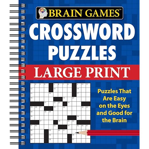 Brain Games - Crossword Puzzles - Large Print (Blue)