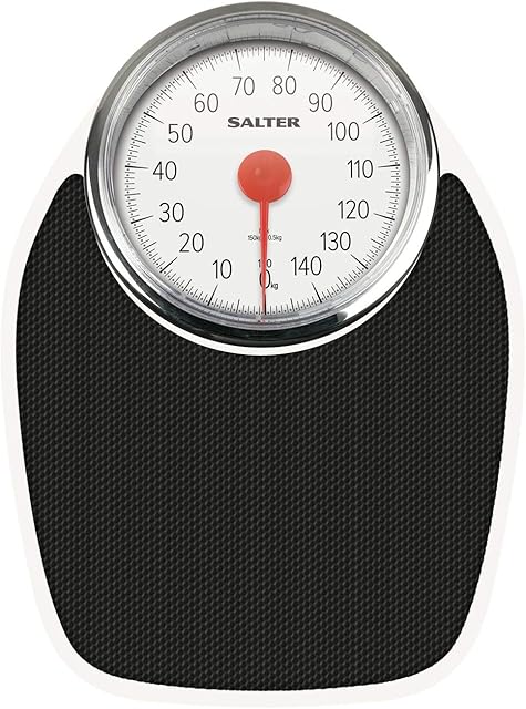 Salter 195 WHKR Pèse Personne Mécanique with Aiguille, Style Docteur, Design Retro, Balance with Cadran Analogique Facile à Lire, Sans Pile, Capacity 150KG, Unique Weight, Black/White