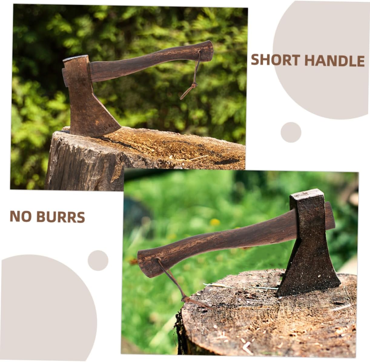 Hatchet Wooden Handle Replacement Ergonomic Short Wood Grip for Axe Solid for Camping Hiking Firewood Cutting and Outdoor Activities