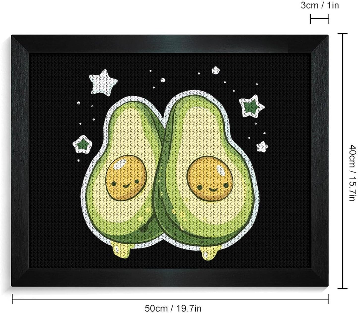 Cartoon Avocado Printed Diamond 5D Painting Kit 16x20in DIY Full Drill Craft with Tools for Home Wall Decor Gift Blackwood 50 * 40cm