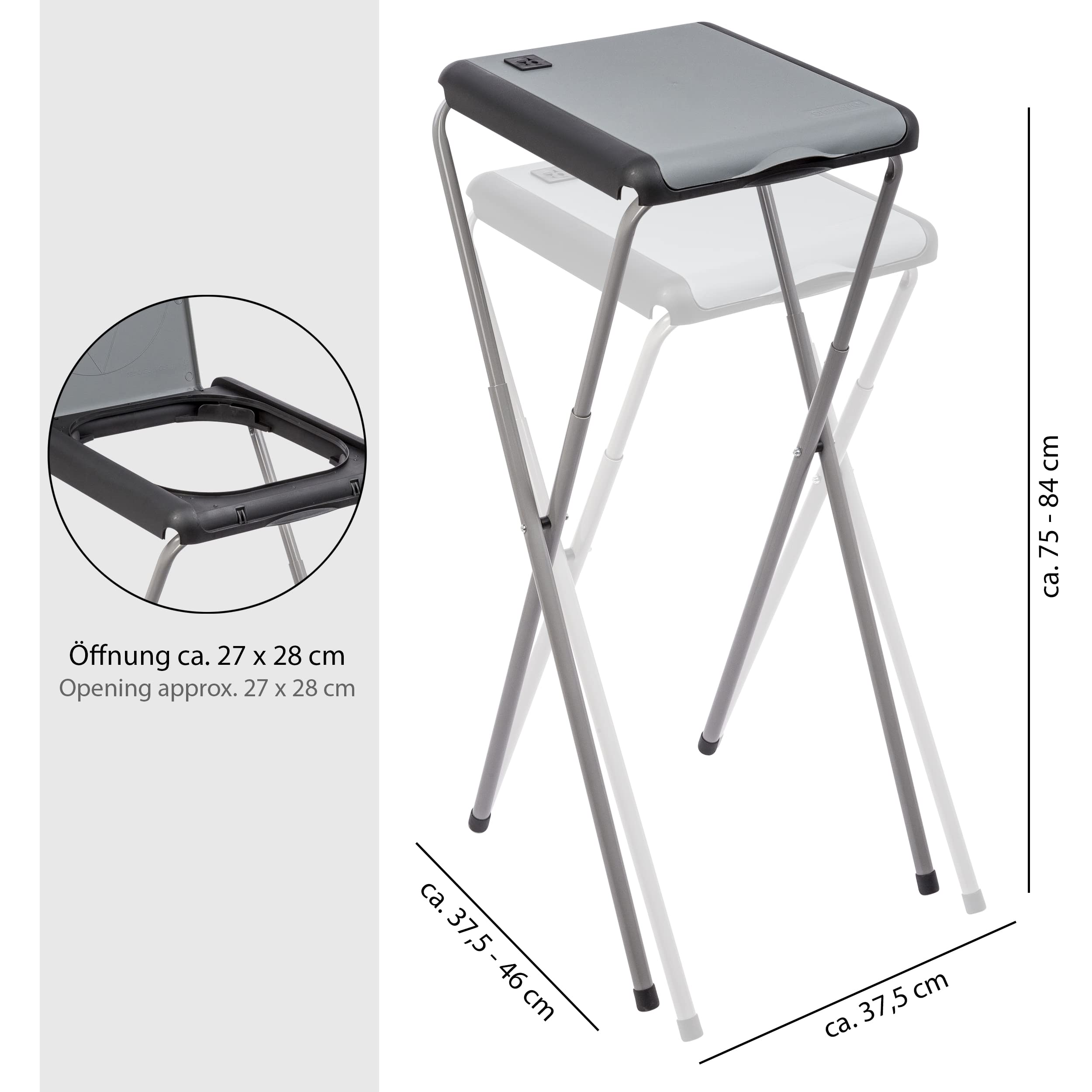 ONVAYA® Müllsackständer bis 120 Liter mit Deckel | Grau - 2 Stück | Stabiler höhenverstellbarer Müllsackhalter aus Metall für den gelben Sack
