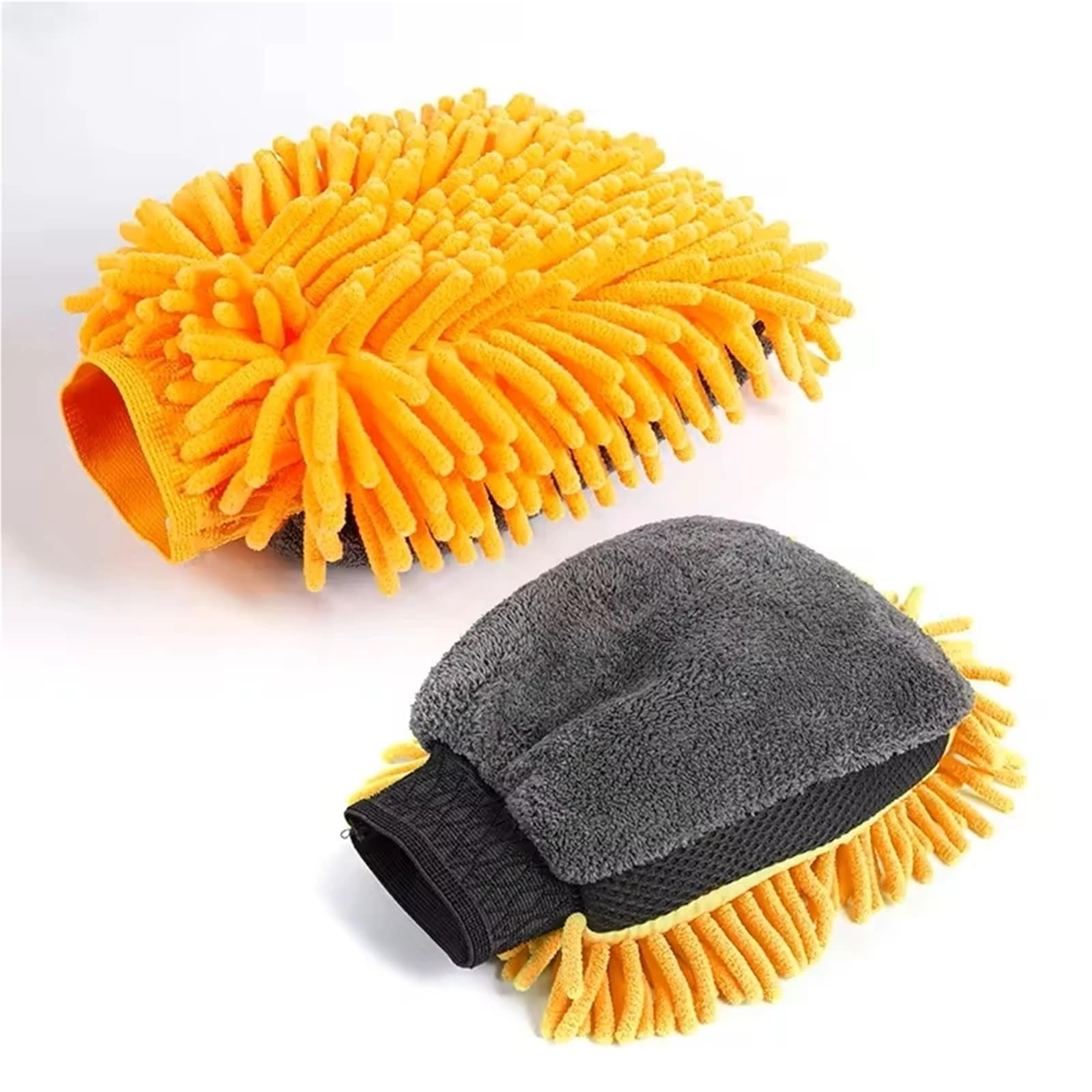 MDSRFGN Car Wash Mitt Microfiber Car Wash Mitt Soft Ultra Absorbent Washing Gloves For Detailing Cleaning Tools(Orange)