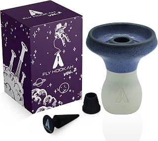 Vol.2 - Cazoleta Cachimba de Alta Temperatura - Barro Blanco Gres y Adaptado a Todos los Gestor de Calor Shisha - Con Goma para Cachimba y Tapon Para Evitar Atascar el Tabaco