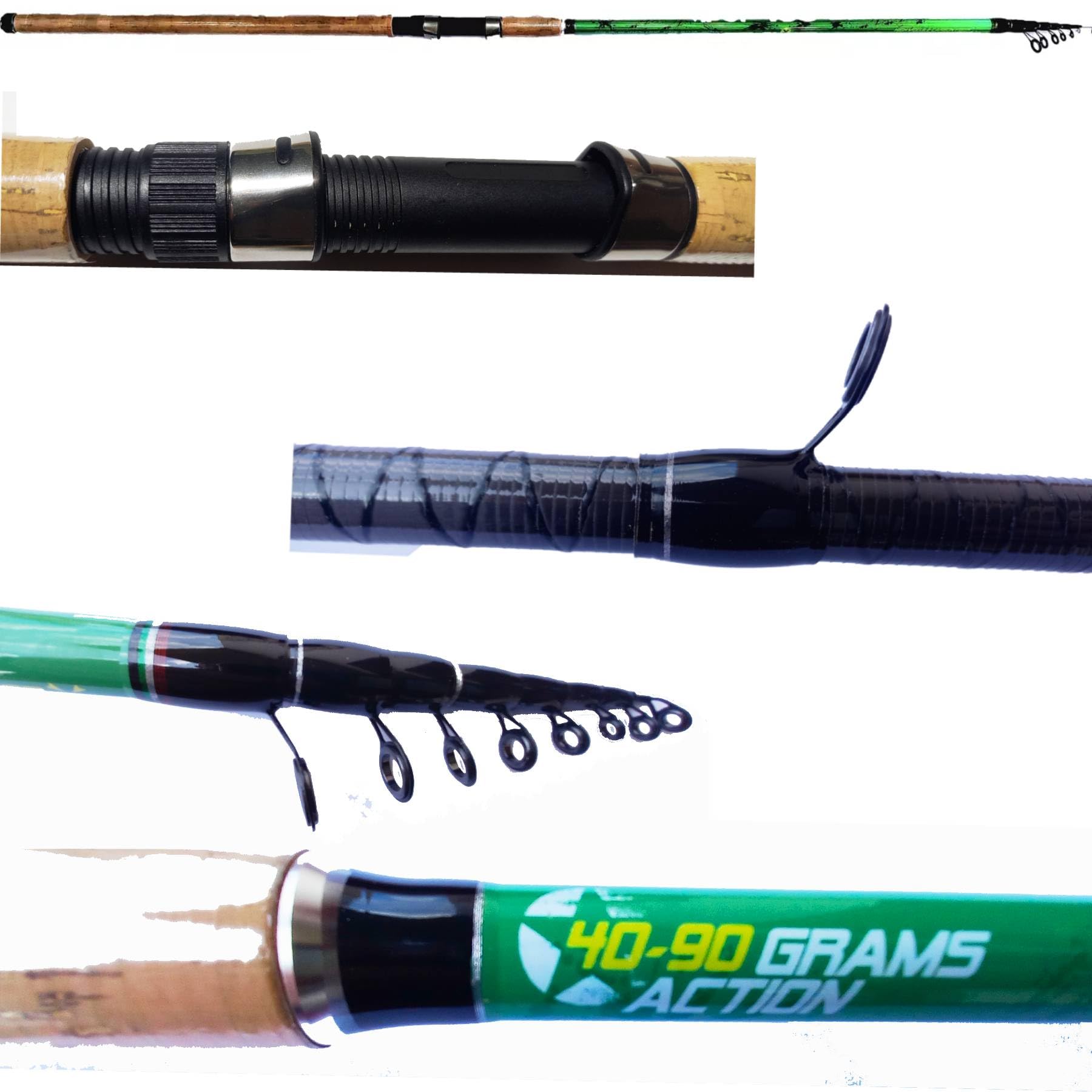 Canna Da Pesca Carbonio Intrecciato Bombarda Inglese Mare Lago Viper 4.50 Mt 90 Grammi