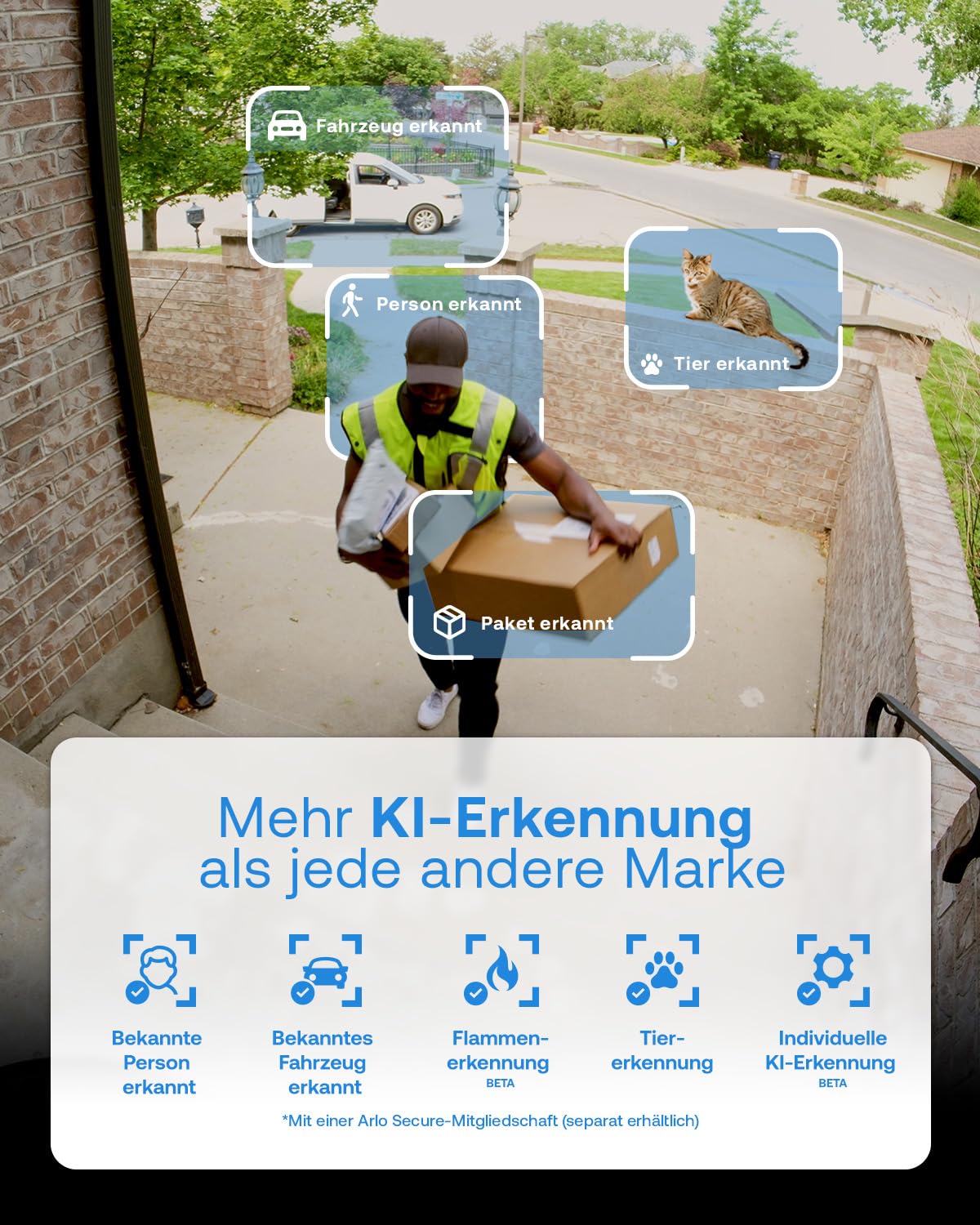 Arlo Essential 3 PTZ 2-Kamera-Set, Überwachungskamera Aussen, PoE Adapter