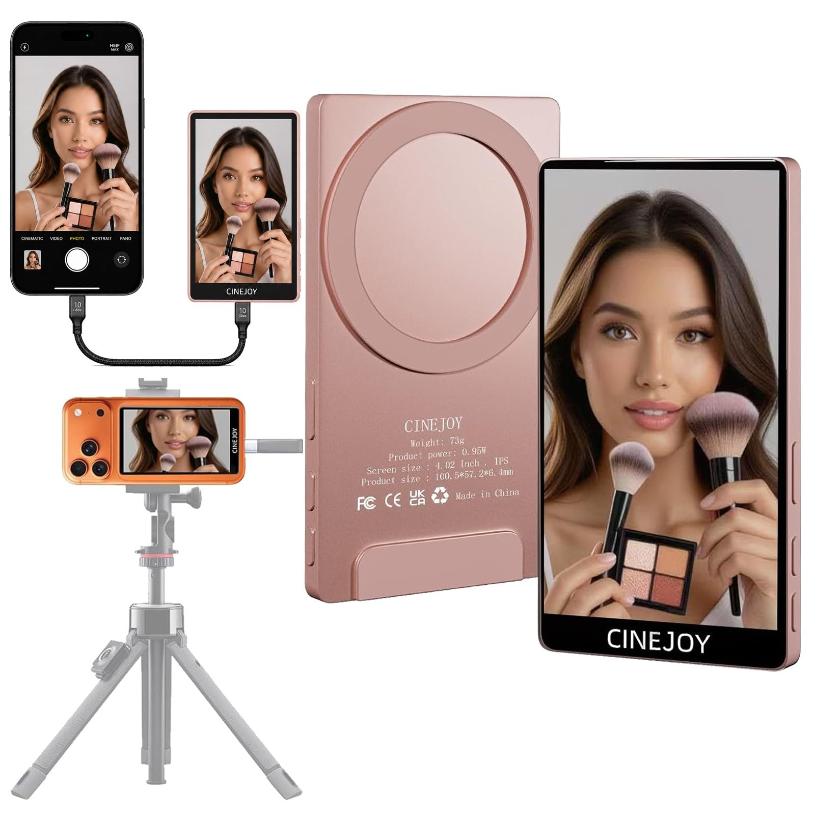 CineJoy M2 Wired Selfie Monitor Screen,for iPhone 15/16/17 (Not