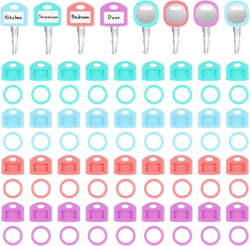 40 PCS Key Colored Covers with Labels, Key Covers Caps Silicone — 사진 1