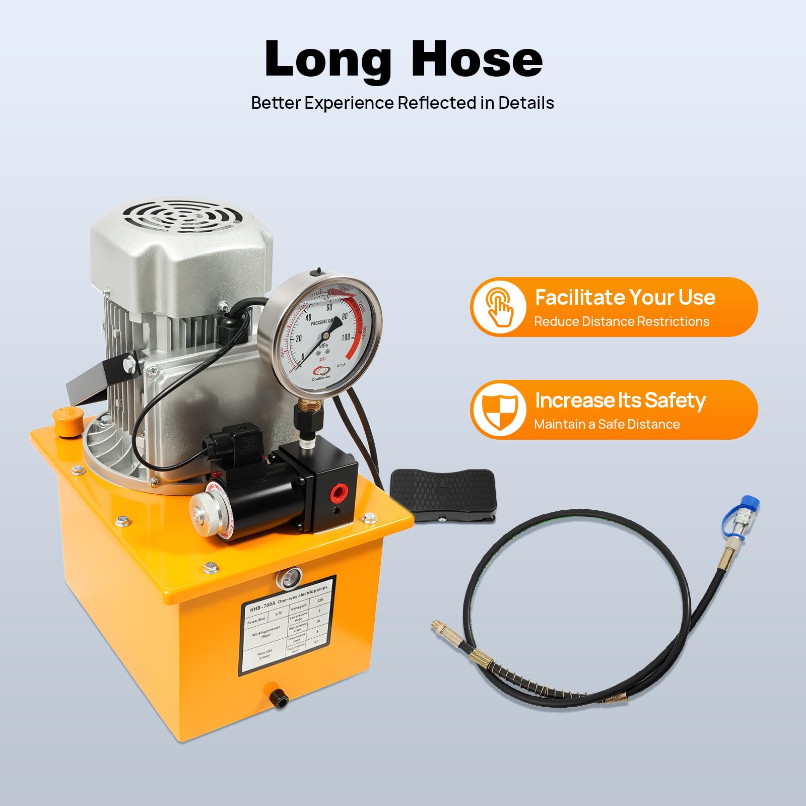 Bomba hidráulica eléctrica, 220V 750W cilindro hidráulico 2-70Mpa bomba de potencia hidráulica, tanque de combustible 7L, unidad de potencia hidráulica puede ser para mantenimiento, maquinaria