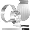Set of 5 Adjustable Cake Cutter Leveller Kit 15-20cm / 25-30cm, Stainless Steel Layer Cake Ring Slicer Set with Serrated Knife, Cake Lifter and Cake Server, 7 Layer Cake Making Supply Slicer