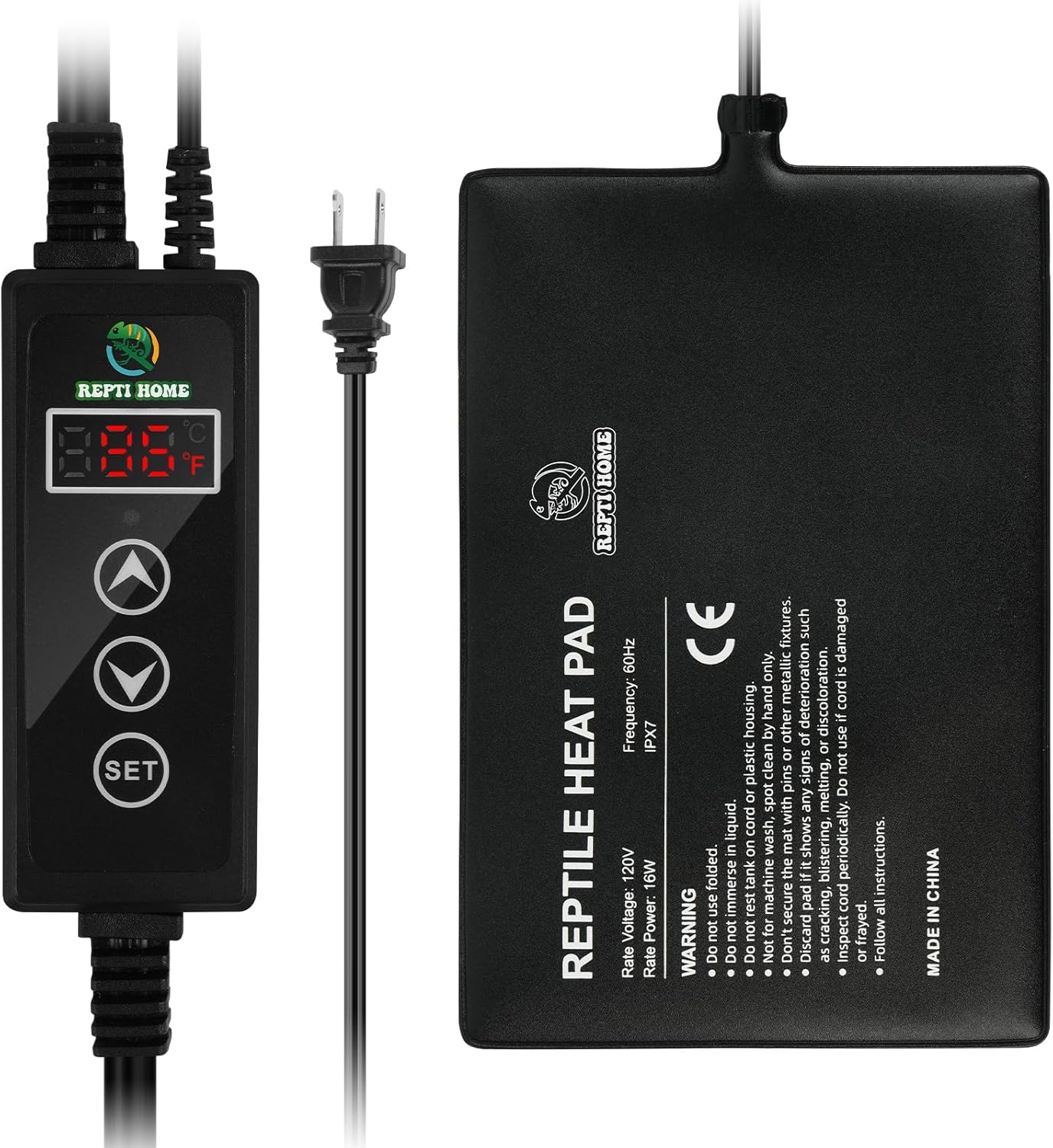 Reptile Heat Pad with Digital Thermostat, Under Tank Terrrarium Heat Mat 24W 8 * 18 Inch, Temperature Controller Heating Pad for Reptile, Turtles, Lizards, Snake, Hermit Crab, Frogs