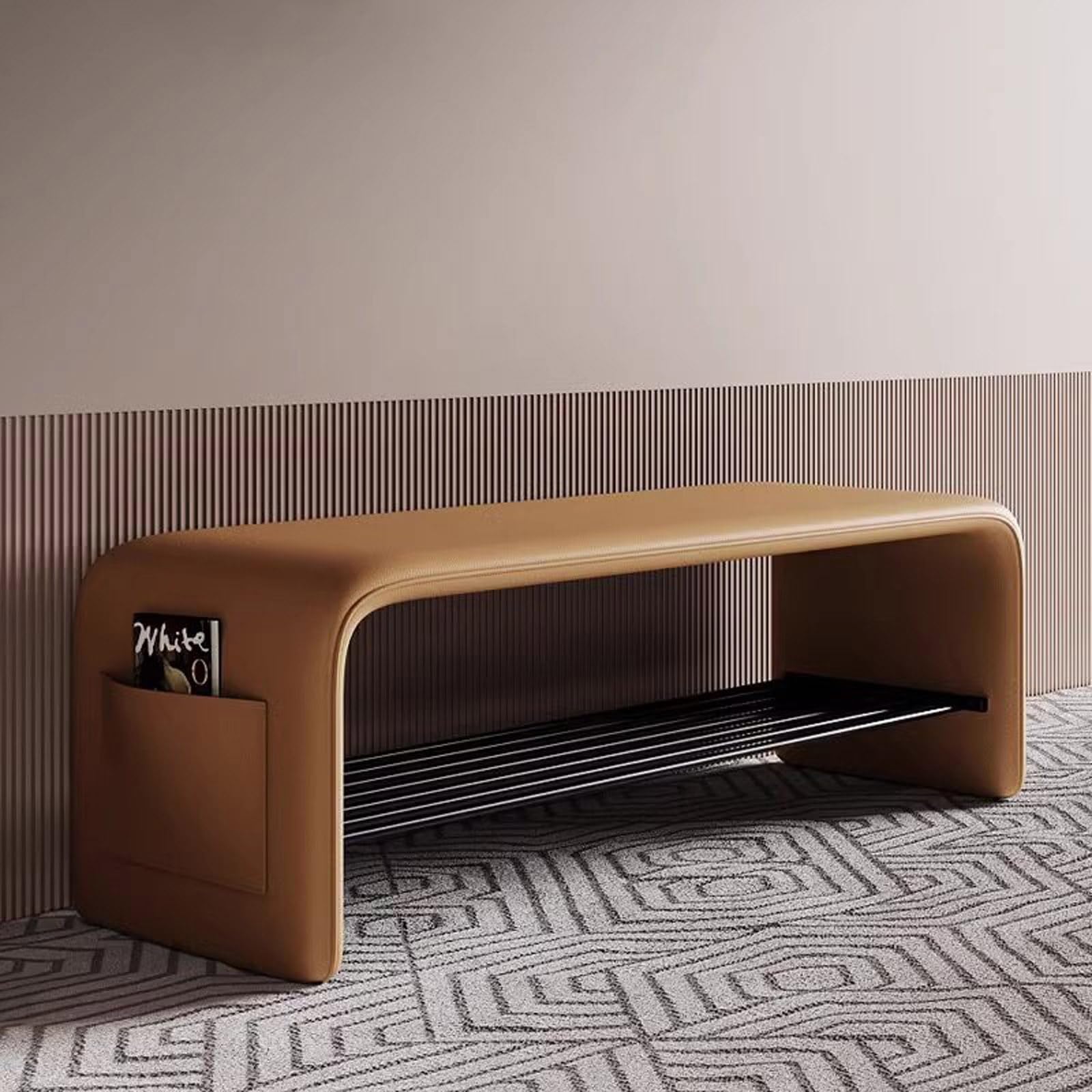 Banc à chaussures en cuir PU robuste et sophistiqué pour intérieur raffiné