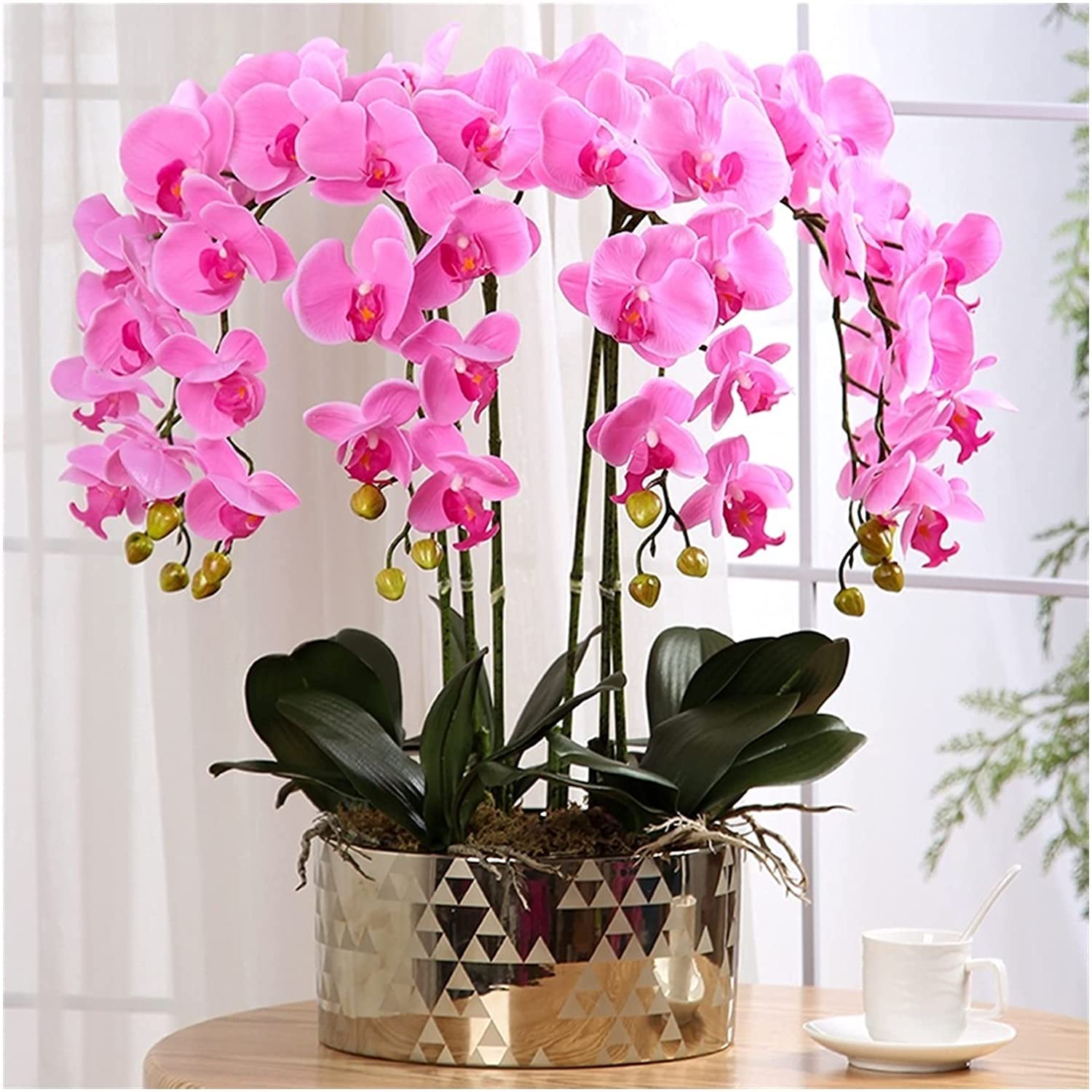 Fleur artificielle Phalaenopsis haut de gamme pour décoration de mariage