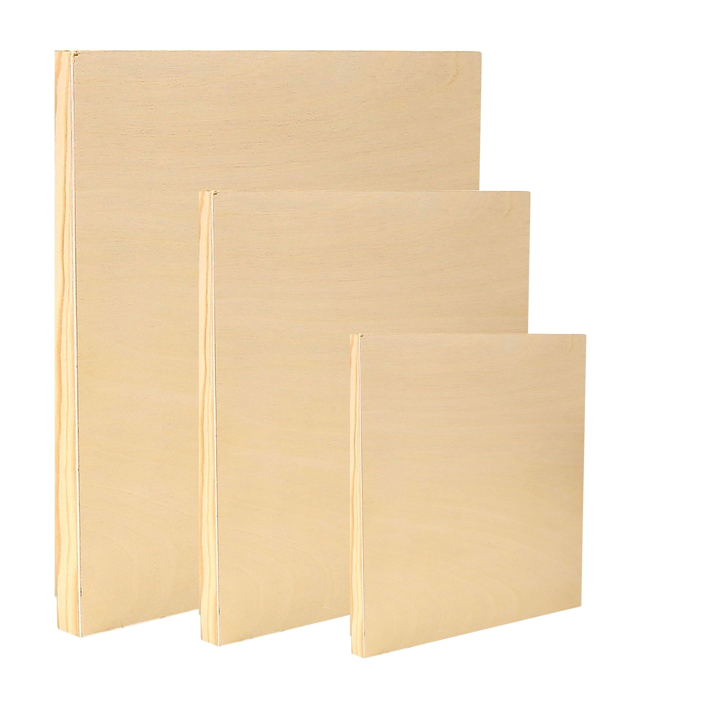 EXERZ Holzmalerei Panels 3er Pack (15,24 x 15,24 cm, 25,4 x 25,4 cm, 30,48 x 30,48cm) - Quadratische Gemischte Panels für Acryl-, Öl- & Mixed-Media-Malerei – Für Künstler, Kinder & DIY