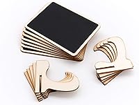 Vista 6 de DSTELIN Paquete de 20 Minipizarras de madera con caballetes de soporte, tarjetas de lugar, pizarras rectangulares pequeñas para bodas, fiestas