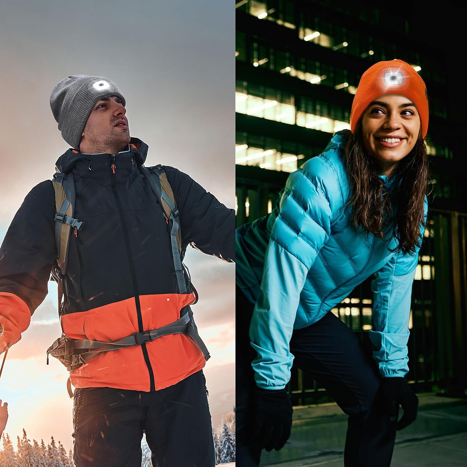 Etsfmoa Unisex Beanie with The Light,Gifts for Men Dad Father, USB Rechargeable LED Warm Knit Headlamp Hat - Image 7