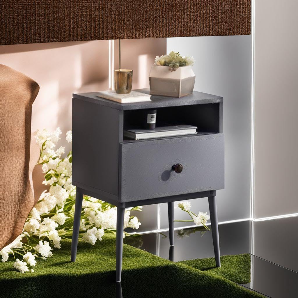 シンプルデザイン 引き出し サイドテーブル グレー シンプルデザイン