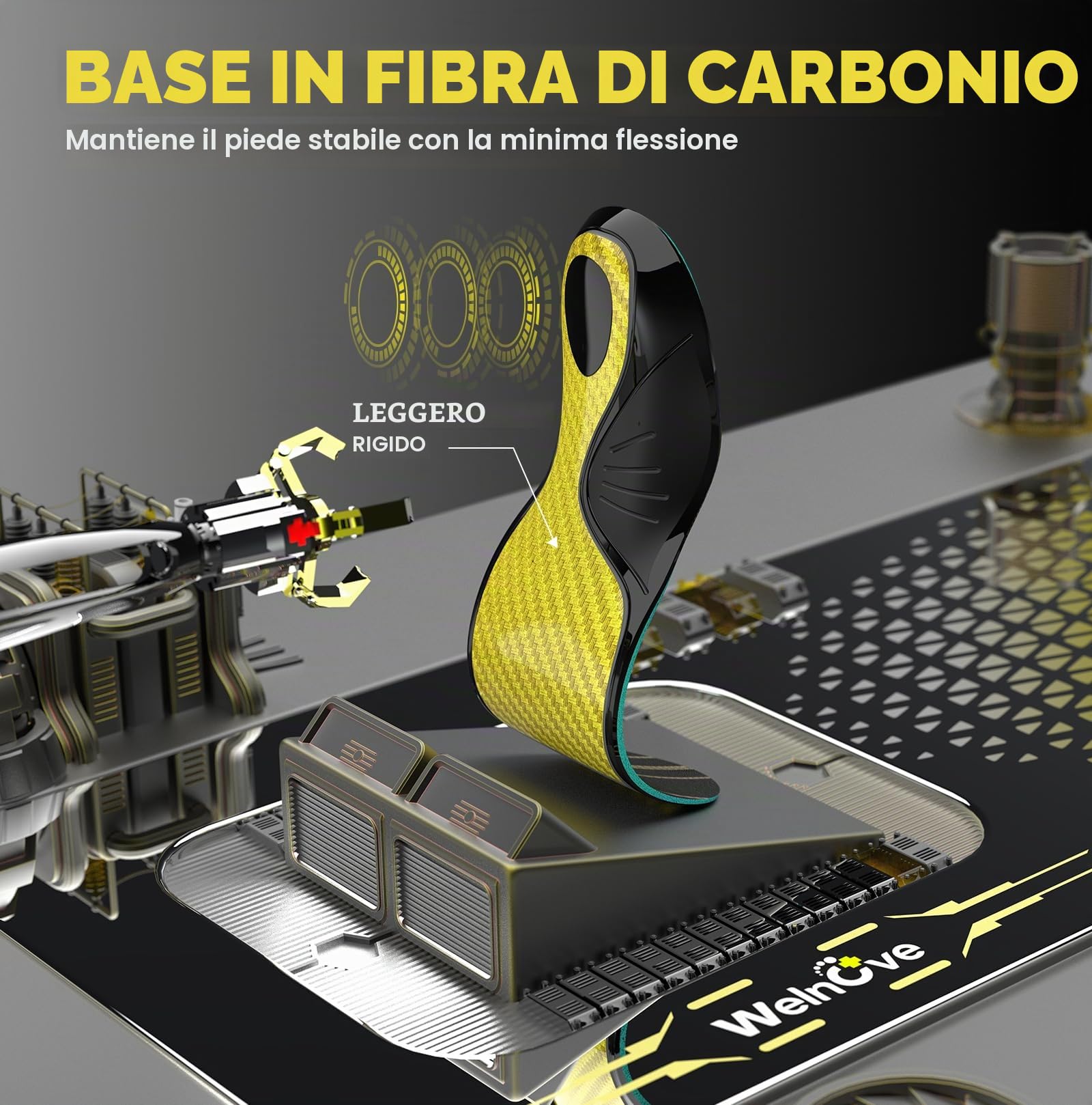 Solette in fibra di carbonio con supporto arco plantare, suola ammortizzante per lo sport attivo, ritorno energia e protezione lesioni, non per scarpe con tacchi o strette