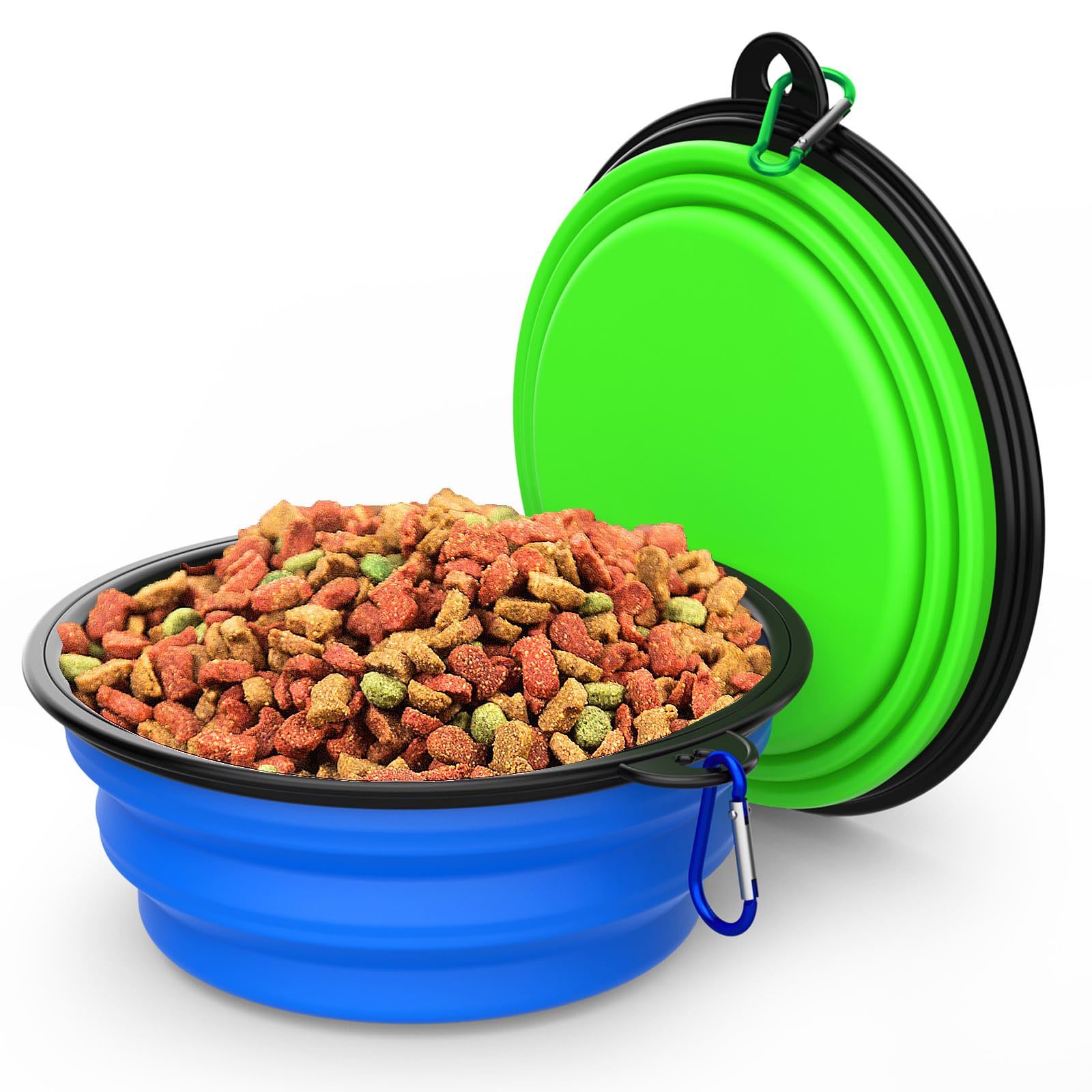 2 Pack Collapsible Dog Bowl Travel Portable Pet Bowls [20oz,600ml],Expandable Foldable Food Water Feeding Dishes for Traveling Hiking Walking,with