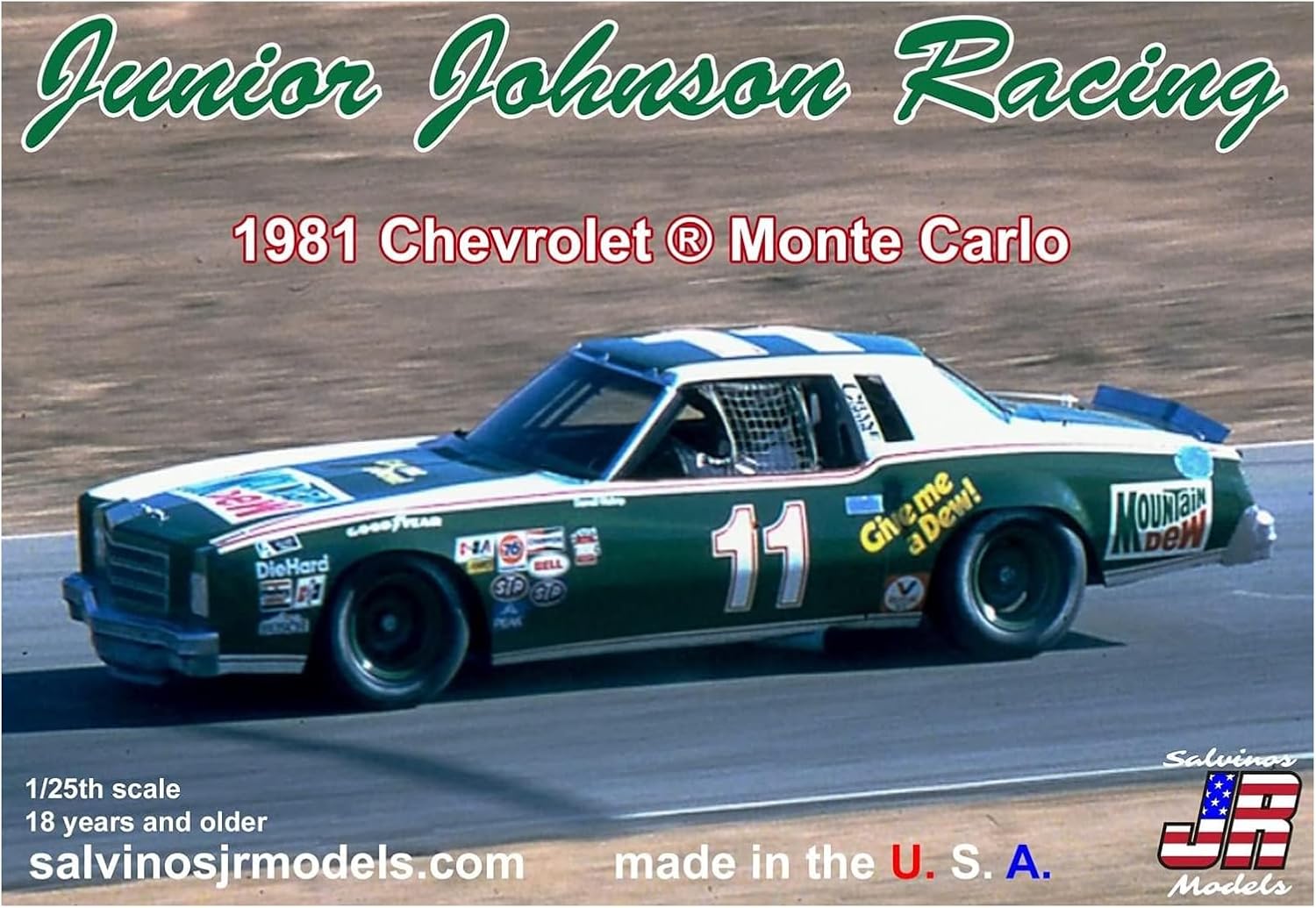 Salvinos JR Models JJMC1981R 1/25 Scale Junior Johnson Racing 1981 Monte Carlo Model Car Kit - Assembly Required