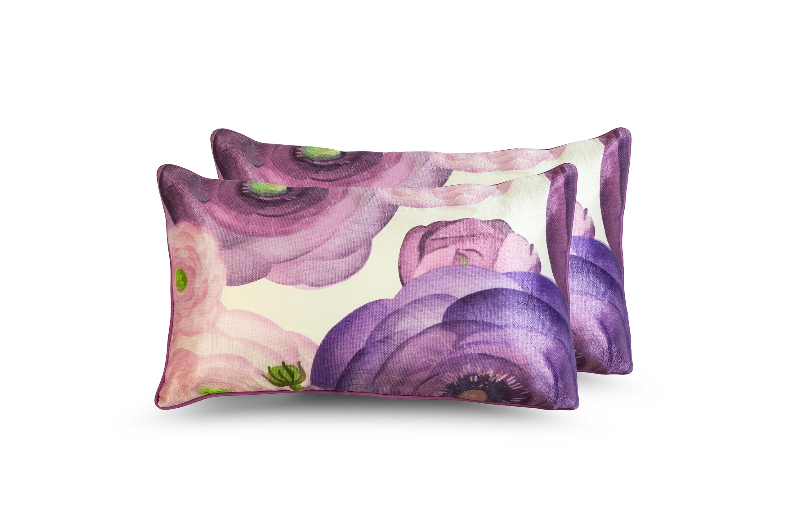 Juego de 2 Cojines 30x50cm 100% Poliéster para Sofa con Relleno Incluido Extra Suave al Tacto, Cojines Terciopelo Estampado Decorativo Hogar - Flor Lisianto