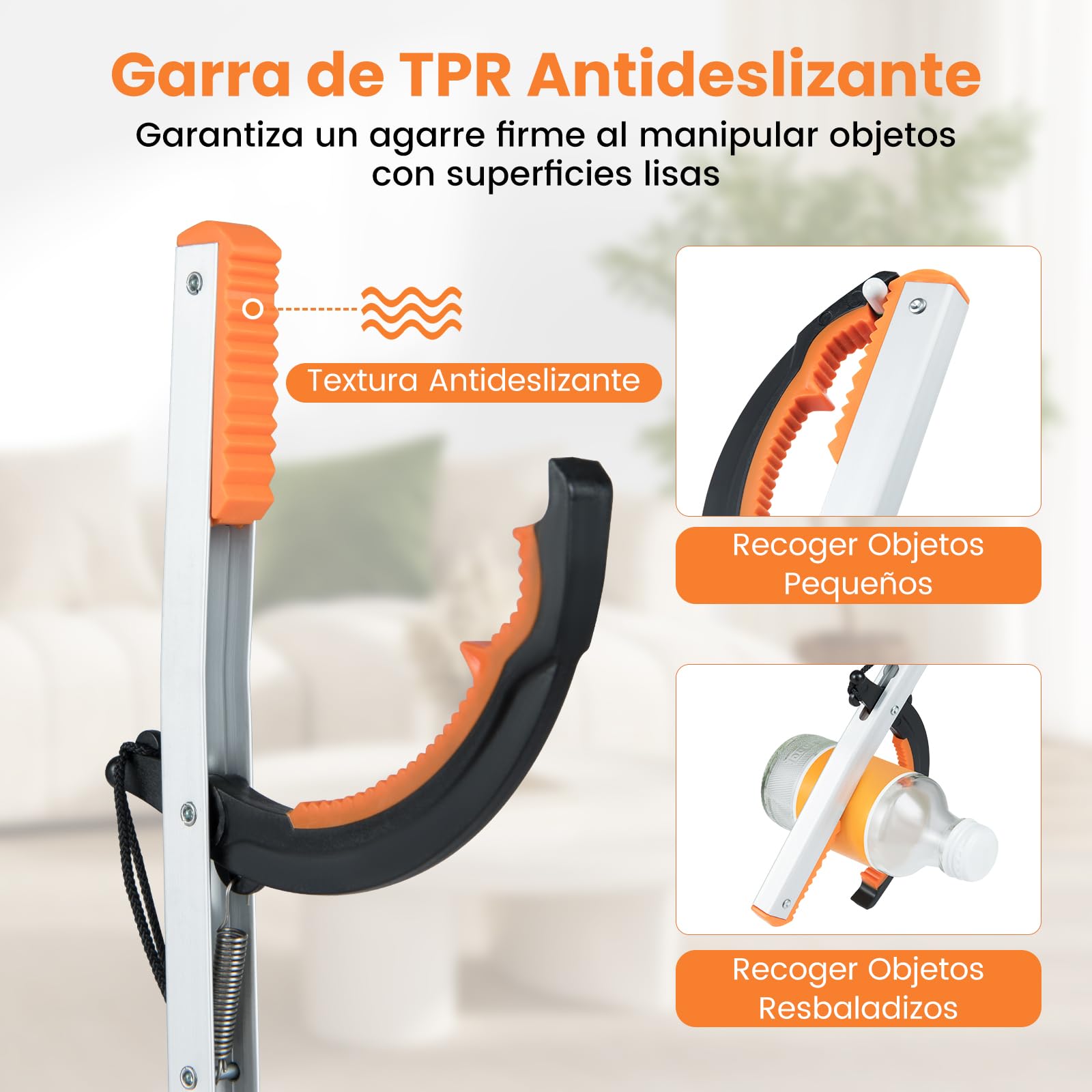 GYMAX Pinza Larga de 88 CM, Herramienta Portátil de Aluminio con Garra Antideslizante, Recogedor para Basura, Ligera para Recoger Residuos, para Personas Mayores (2)