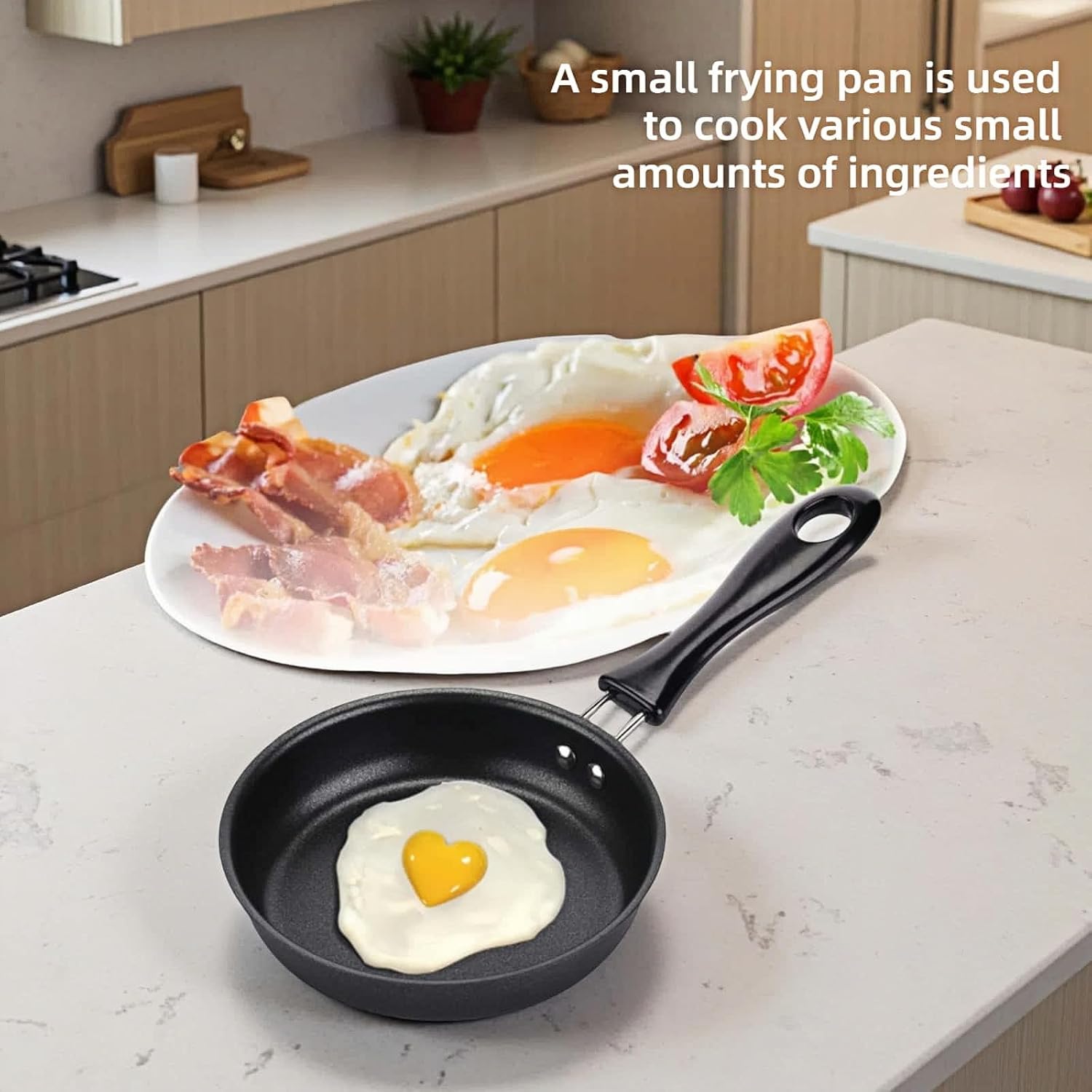 4.7inch Mini Non-Tick Egg Pan - 5-Layer Coating, Dishwasher Safe, Gas/Induction Compatible Small Frying Pan for Omelet, Pancake, Oven & Dishwasher Safe - Perfect for Camping & RV (Black) - Image 8