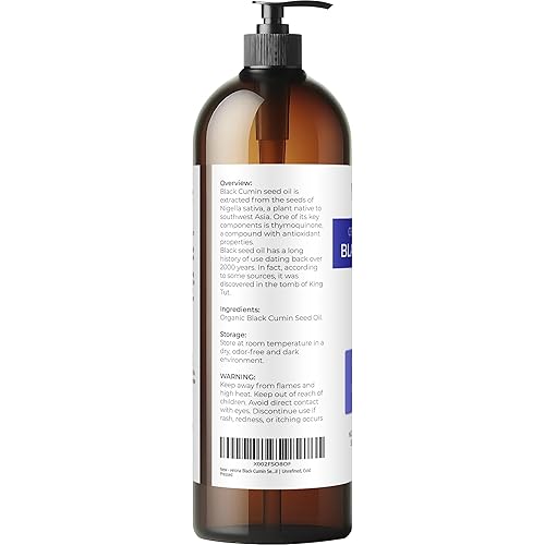 Miniatura 3 de velona Aceite de semilla de comino negro certificado orgánico por USDA, 32 onzas líquidas, aceite portador 100% puro y natural, sin refinar,