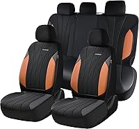 Vista 25 de Coverado Fundas de asiento delantero, fundas de asiento beige, 2 asientos, protectores de cuero para automóvil, paquete de 2, fundas de asiento