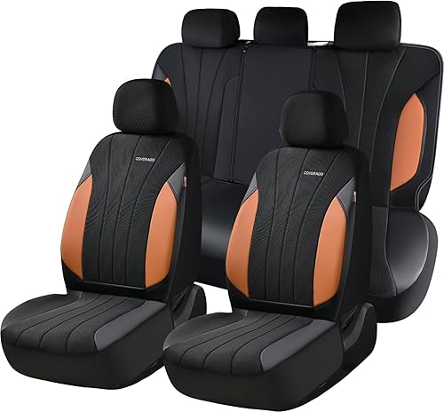 Miniatura 25 de Coverado Fundas de asiento delantero, fundas de asiento beige, 2 asientos, protectores de cuero para automóvil, paquete de 2, fundas de asiento