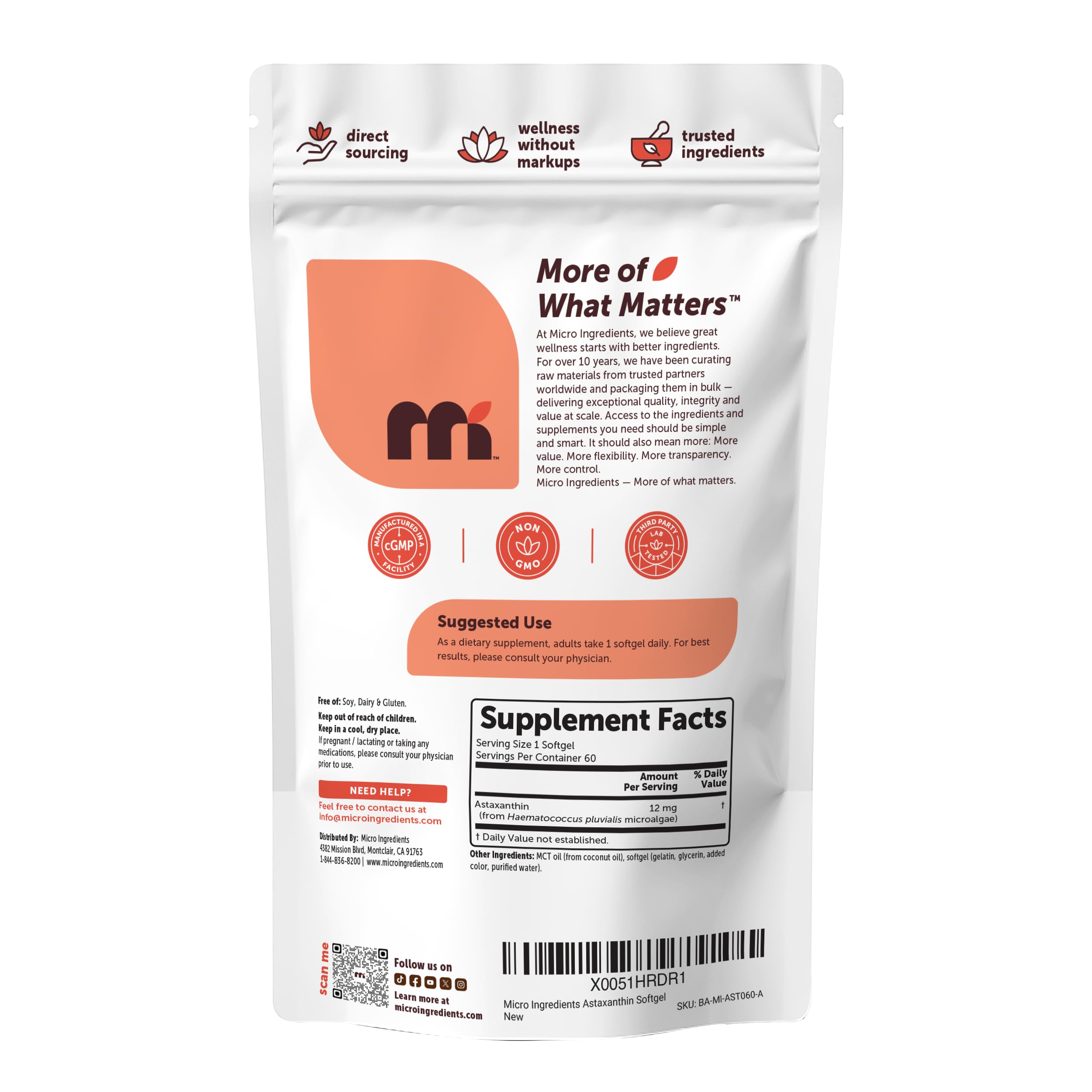 Micro Ingredients Astaxanthin 12mg Per Serving with MCT Oil, 60 Softgels — Amazon image 7