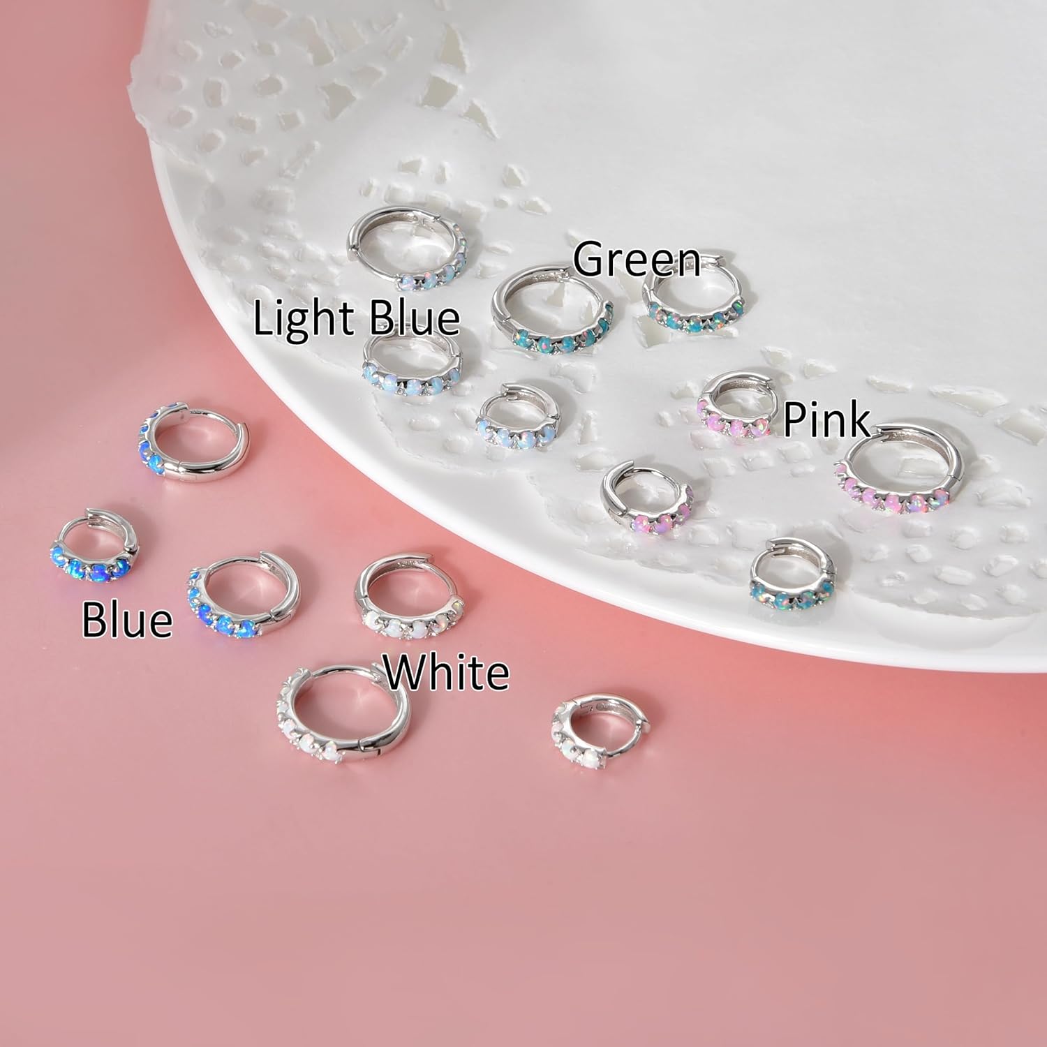 Tiny Mini Opal Huggie Hoop Earrings Upper Ear Cartilage Helix 18k Gold Plated Silver Minimalist Simple Small 10mm 8mm 6mm Hoop Earrings - Image 6