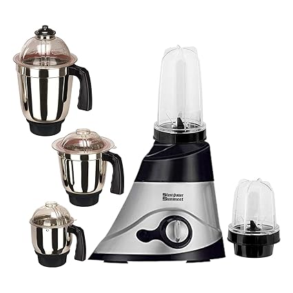 SILENTPOWERSUNMEET Black Color 1000Watts Mixer Grinder with 2 Bullet Jar Plus 3 Steel Jar and 1 Large Jar, 1 Medium Jar and 1 Chuntey Jar 2019 LF-Bk-TA