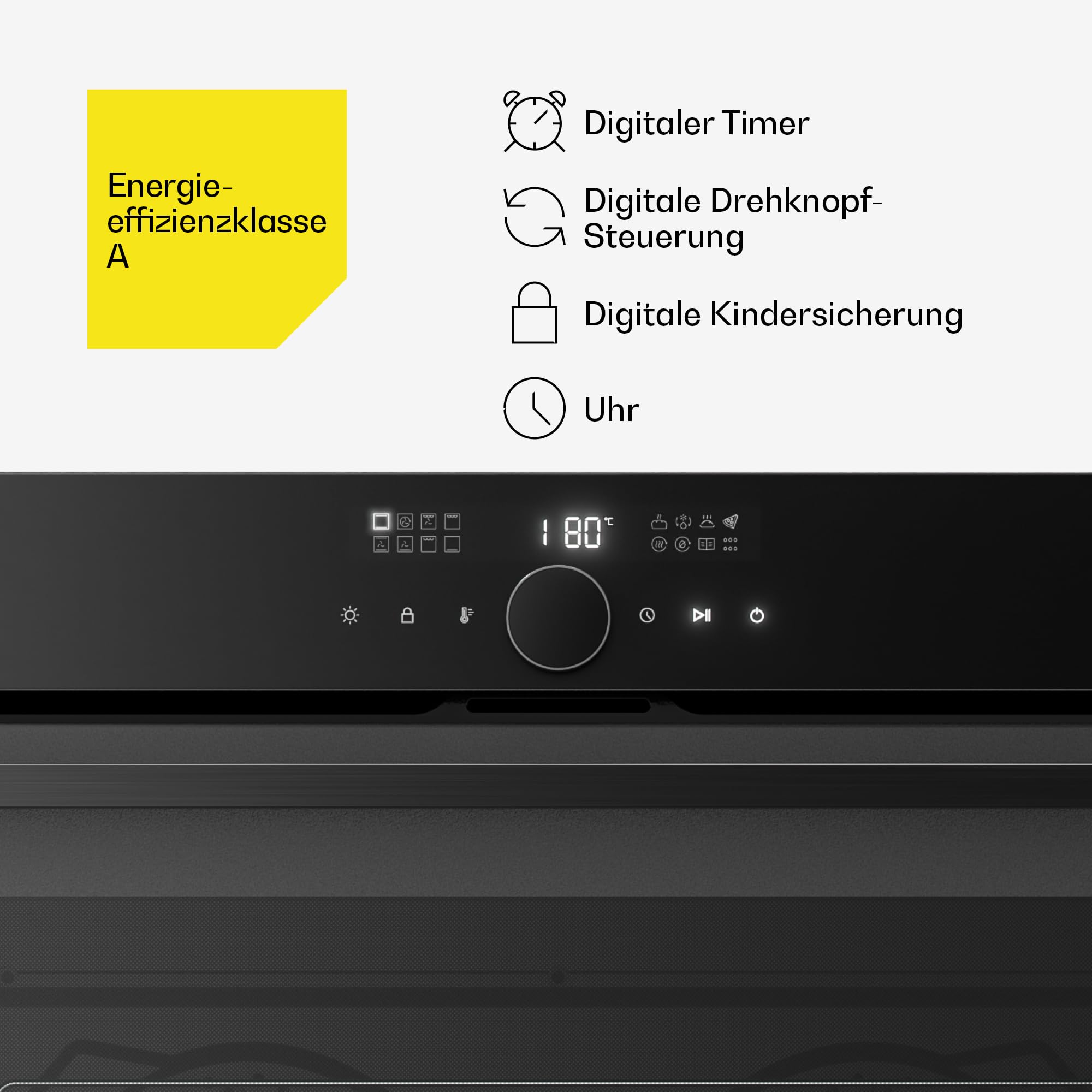 Klarstein Velaire Einbaubackofen 90 cm 127L Energieeffizienz A Digitalsteuerung