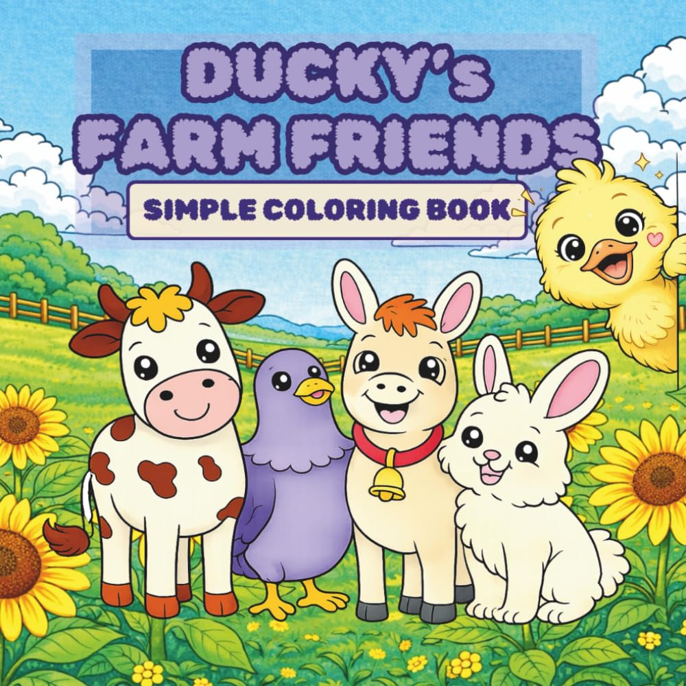 Ducky’s Farm Friends: A Simple and Cute Farm Coloring Book for Kids Ages 3–6