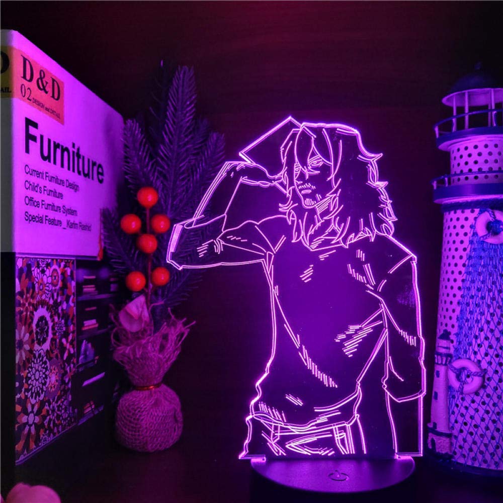 3D LED Night Light Lamp My Hero Academia Anime Lamp Shota Aizawa LED Night Light for Children Bedroom Decor Christmas Birthday Gift Manga Toy Table Lamp 7 Colours Touch