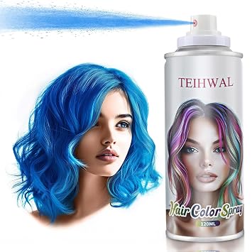 Temporary Hair Color Spray Blue Hair Spray,1-Day Washable Hair Dye for Kids,Natural Style for Christmas Halloween Cosplay Party-Blue