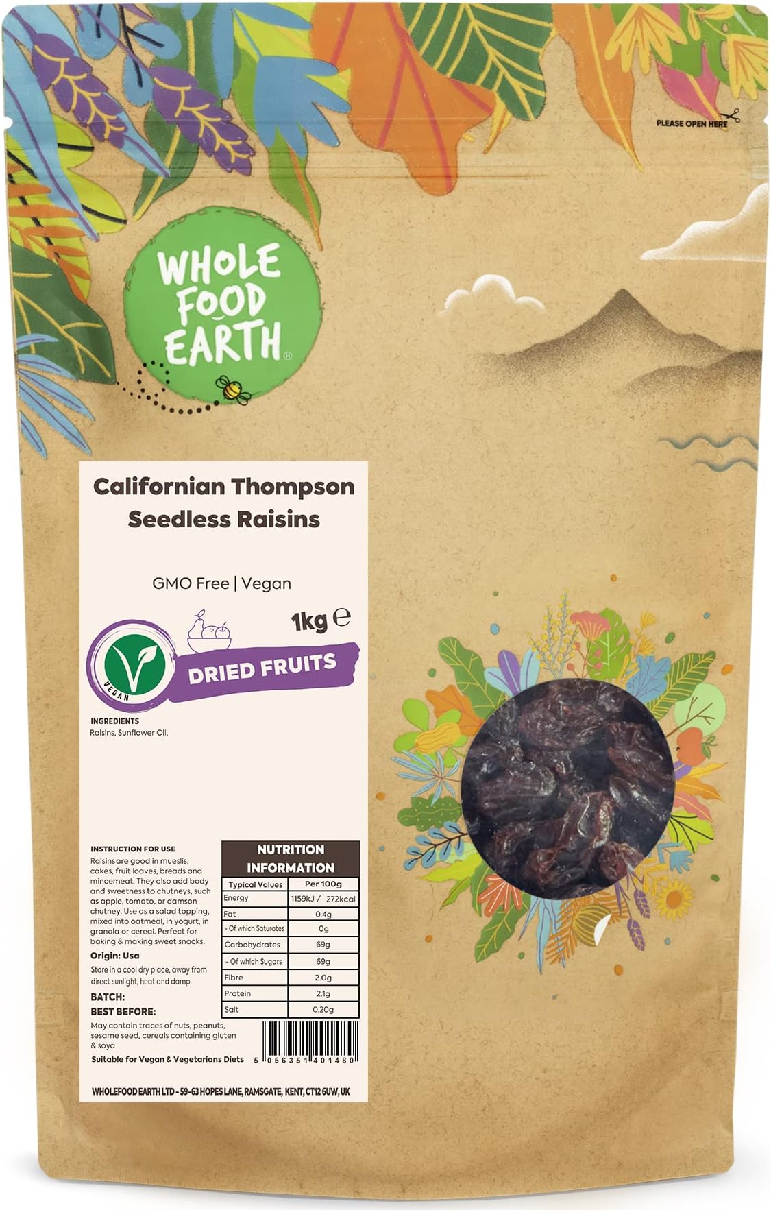 Californian Thompson Seedless Raisins 1 kg | GMO Free