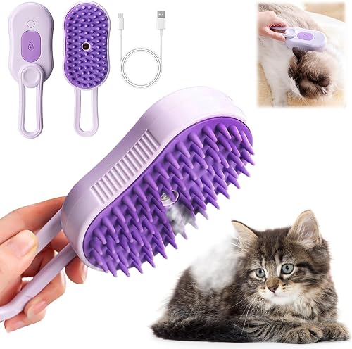 DONGTATA Brosse à vapeur 3 en 1 pour chat et chien - Bros…