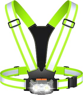 500LM Running Lights for Runners, 360° LED Reflective Running Vest with Chest Light, 45° Adjustable Tilt, 5+3 Light Modes, Motion Sensor, IPX4 Waterproof for Night Walking/Cycling/Jogging
