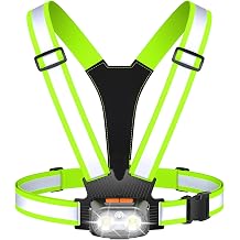 500LM Running Lights for Runners, 360 LED Reflective Running Vest with Chest Light, 45 Adjustable Tilt, 5+3 Light Modes, Motion Sensor, IPX4 Waterproof for Night Walking/Cycling/Jogging