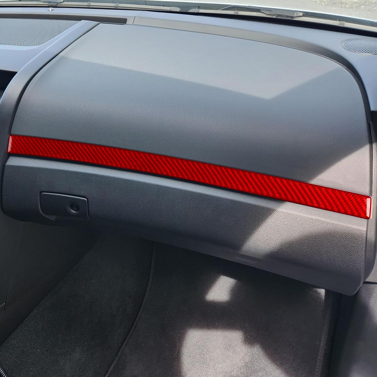 Red Soft Carbon Fiber Car Driver's Dashboard Glove Box Panel Trim Strips Cover Interior Trim Compatible with Pontiac G8 2008 2009/Holden Commodore 2006 2007 2008 2009 2010 2011 2012 2pcs