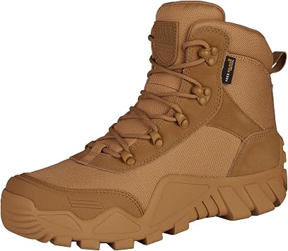 FREE SOLDIER Mens Waterproof Hiking Boots Tactical Work Boots Outdoor Lightweight Military BootsBrown, US 11.5W
