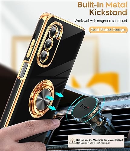 Miniatura 5 de LeYi Funda para Moto G Stylus 5G 2022 con protector de pantalla de vidrio templado paquete de 2 Soporte de anillo giratorio de 360, soporte