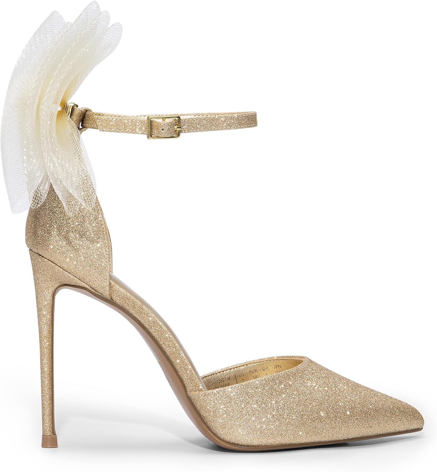 DREAM PAIRS Women's High Heels Strappy Closed Toe Stiletto Pointed Toe Mesh Bows Ankle Strap D'Orsay Sexy Dress Wedding Party Pumps Shoes