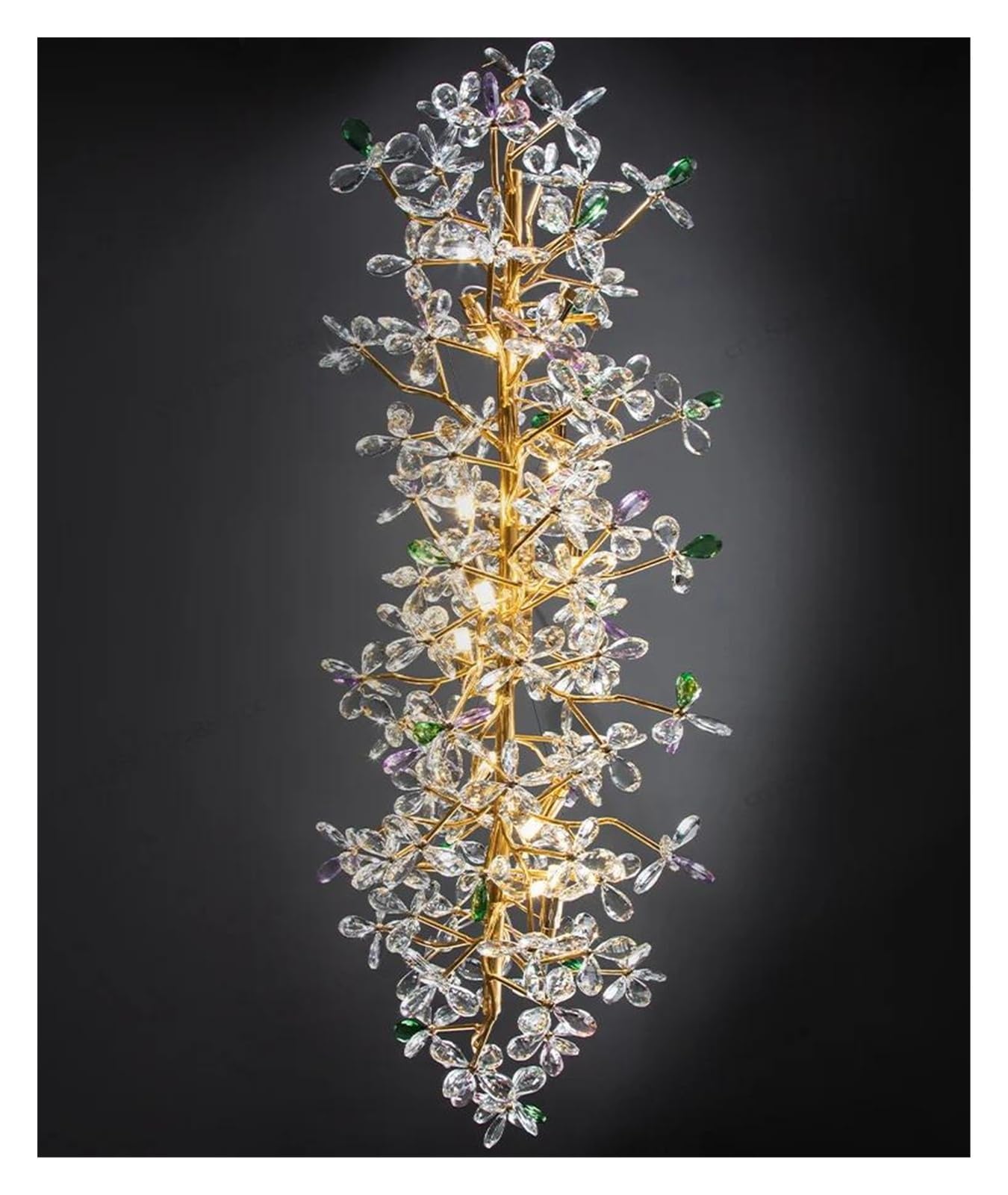 Generico Lampadari, Lampadario di cristallo da soffitto for sala pranzo, tavolo cucina, camera letto, lampadari lusso con fiori dorati, luci pendenti(3 Color,L160cm)