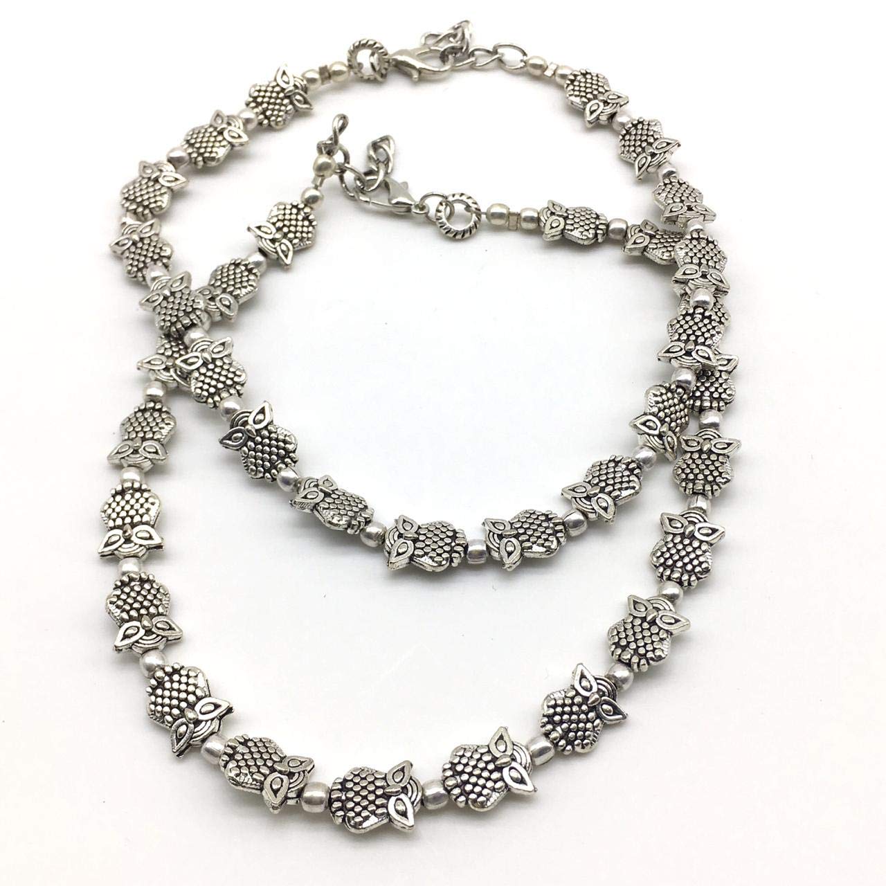 Digital Dress Traditional Authentic Fashionable Attractive Indian Style Alloy Metal Fancy Oxidised German Silver Plated Owl Anklet Payal/Pazeb Comes Pair For Women and Girls Gift Jewellery (Pack of 2)-image-23
