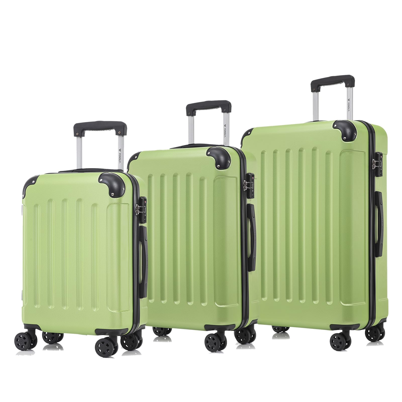 yonsly Koffer Suitcase, Trolley Reisekoffer, Rollkoffer Handgepäck mit 4 Rollen 360°, ABS Hartschalen, Sicherheitsschloss, Weicher Gummigriff, 210D-Futter