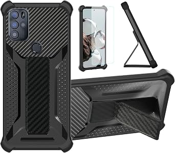bojioderf Case Compatible for BLU G91 Pro Phone Case Cover [with Tempered Glass Screen Protector] Hybrid Case [Folding Support Magnetic] [Frosted Anti-Fingerprint] Black
