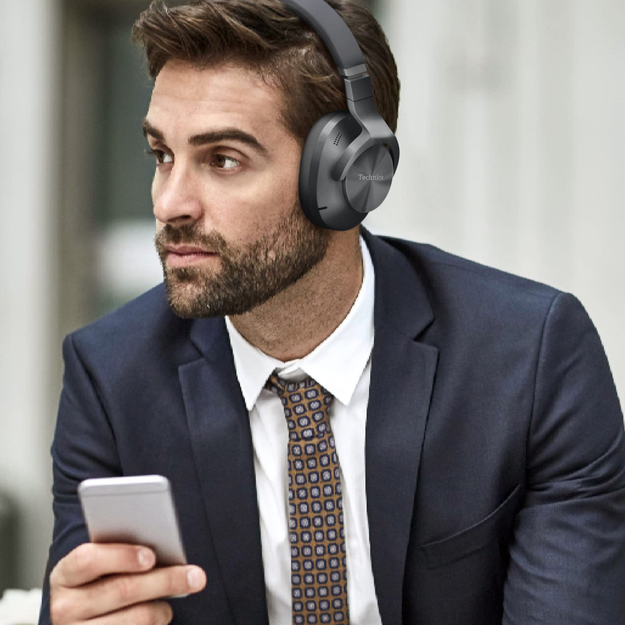 Technics EAH-A800E-K Bluetooth Kopfhörer, Over-Ear mit Noise Cancelling und Mikrofon, ergonomisches Design, einfache Verbindung, Schwarz