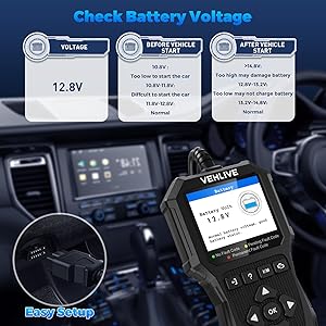 VEHLIVE OBD2 Scanner Diagnostic Tool, Check Engine Light Car Code Reader with Reset, Battery Tester, Live Data, Freeze Frame, I/M Readiness, Car Scanner Diagnostic Tool for All OBDII Car After 1996